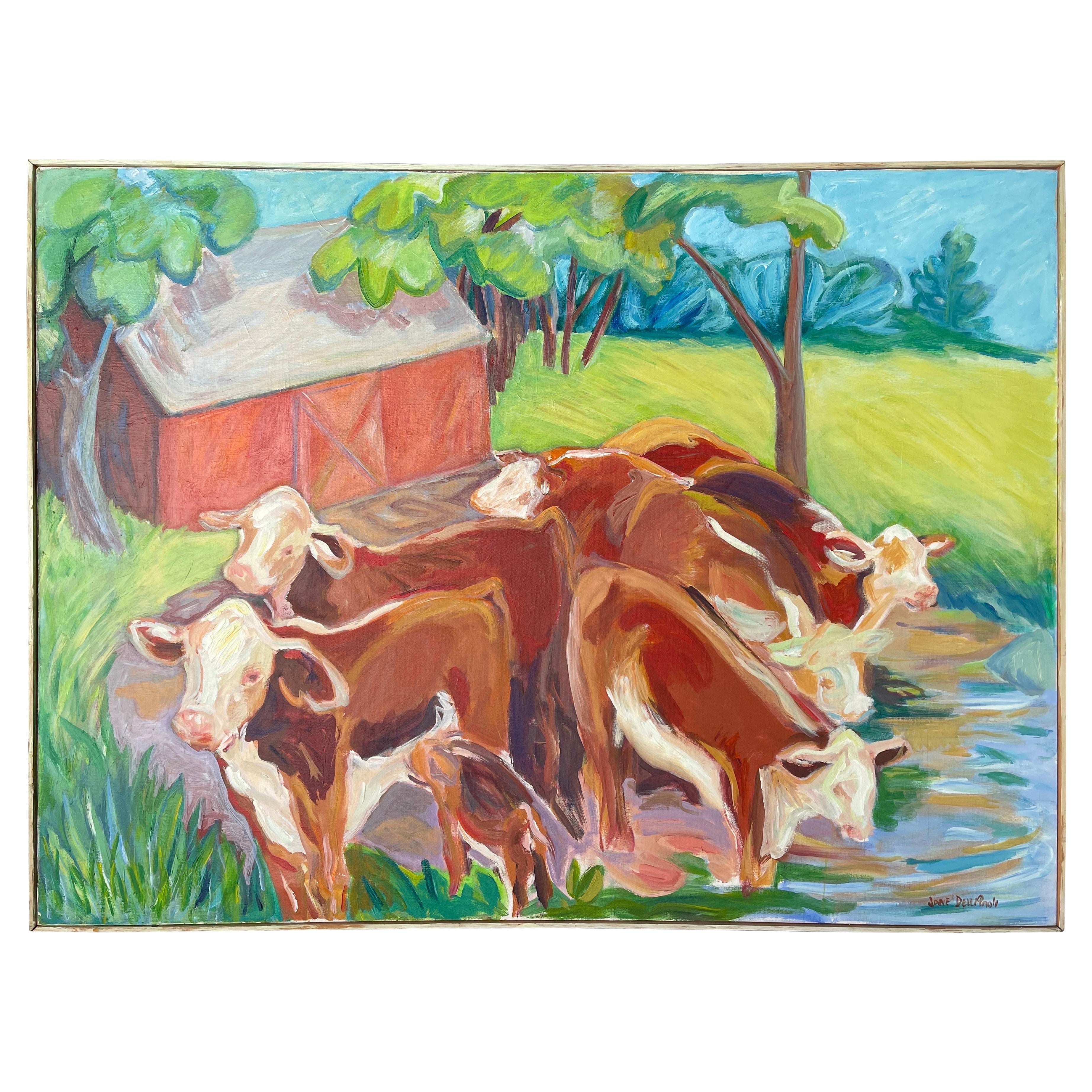 Very Large Abstract Expressionist Cow Painting