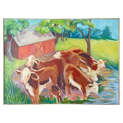 Very Large Abstract Expressionist Cow Painting