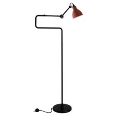 DCW Editions La Lampe Gras N°411 Floor Lamp in Black Arm and Red Shade