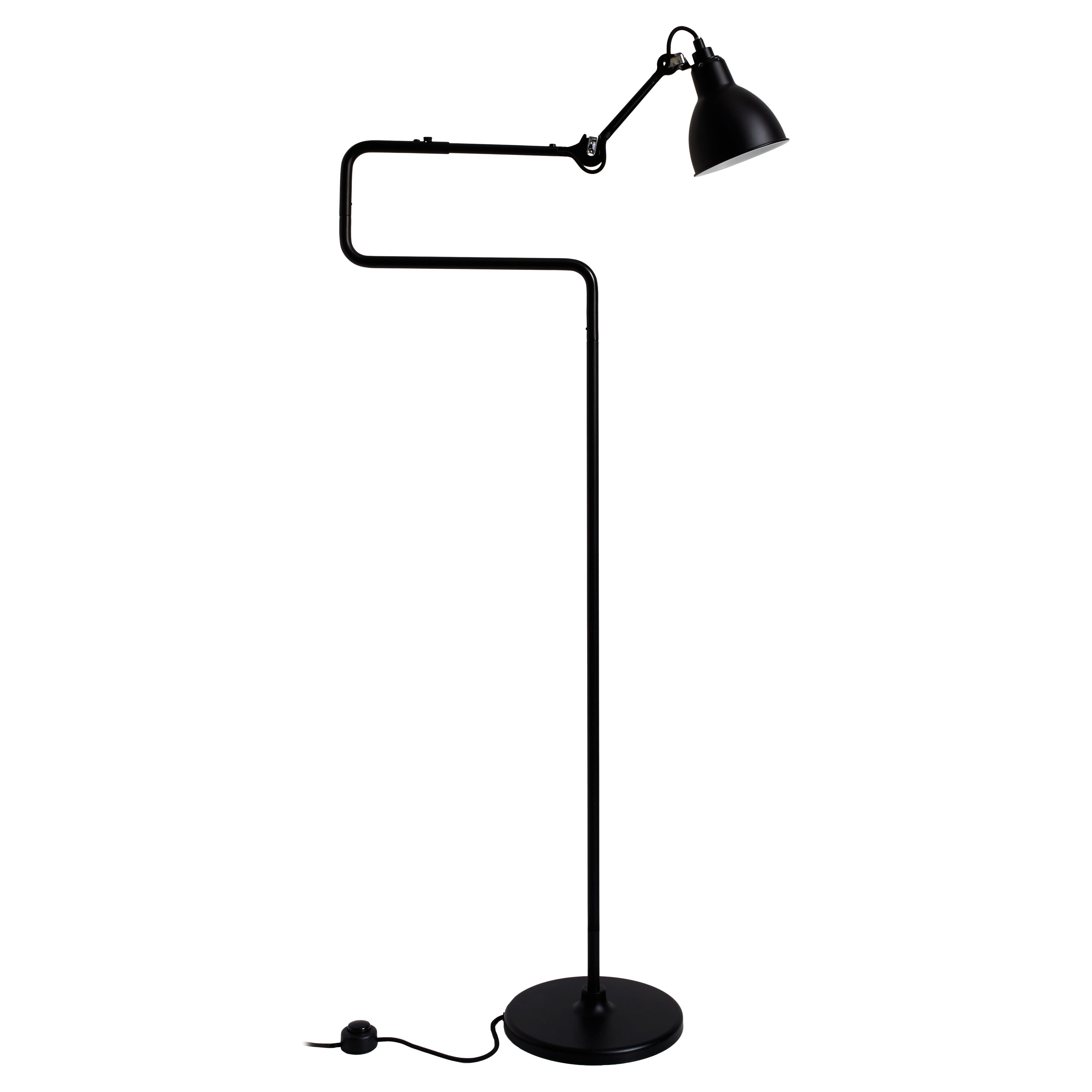 DCW Editions La Lampe Gras N°411 Floor Lamp in Black Arm and Shade For Sale