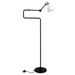 DCW Editions La Lampe Gras N°411 Floor Lamp in Black Arm and White Copper Shade