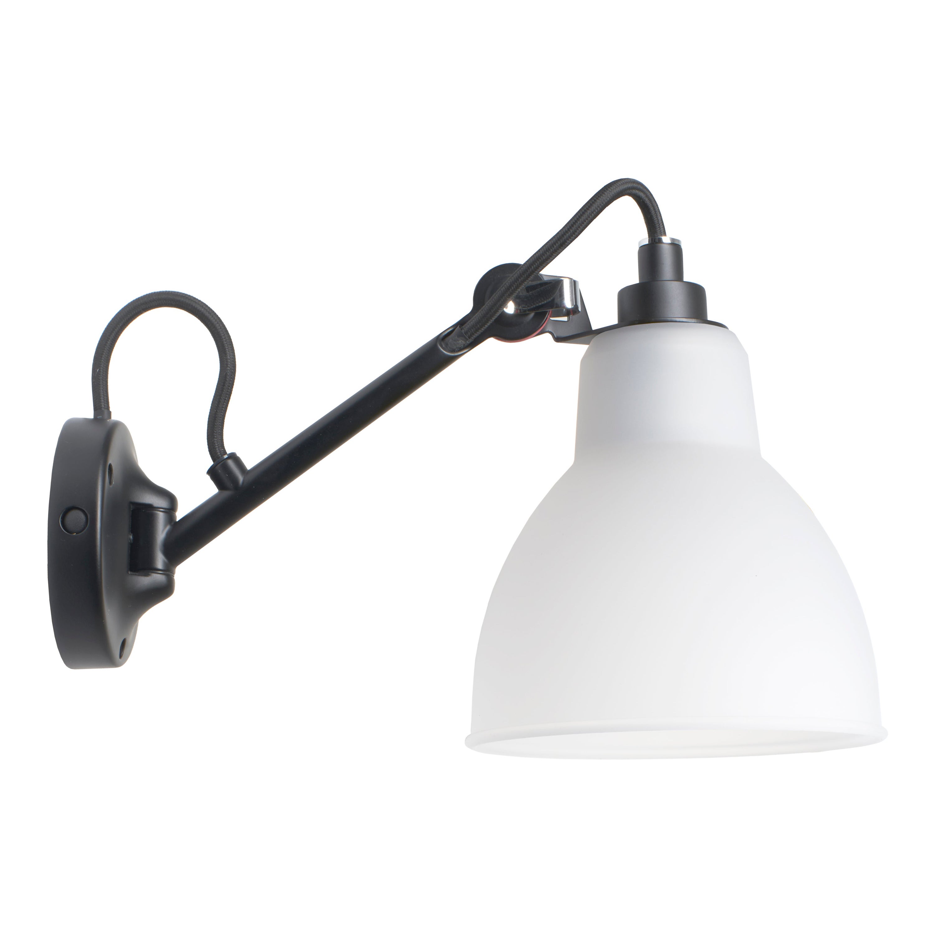 DCW Editions La Lampe Gras N°104 Wall Lamp in Black Arm and Polycarbonate Shade For Sale