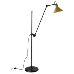 DCW Editions La Lampe Gras N°215 Floor Lamp in Black Arm and Yellow Shade