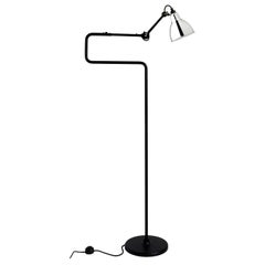 DCW Editions La Lampe Gras N°411 Stehleuchte mit schwarzem Arm und verchromtem Schirm