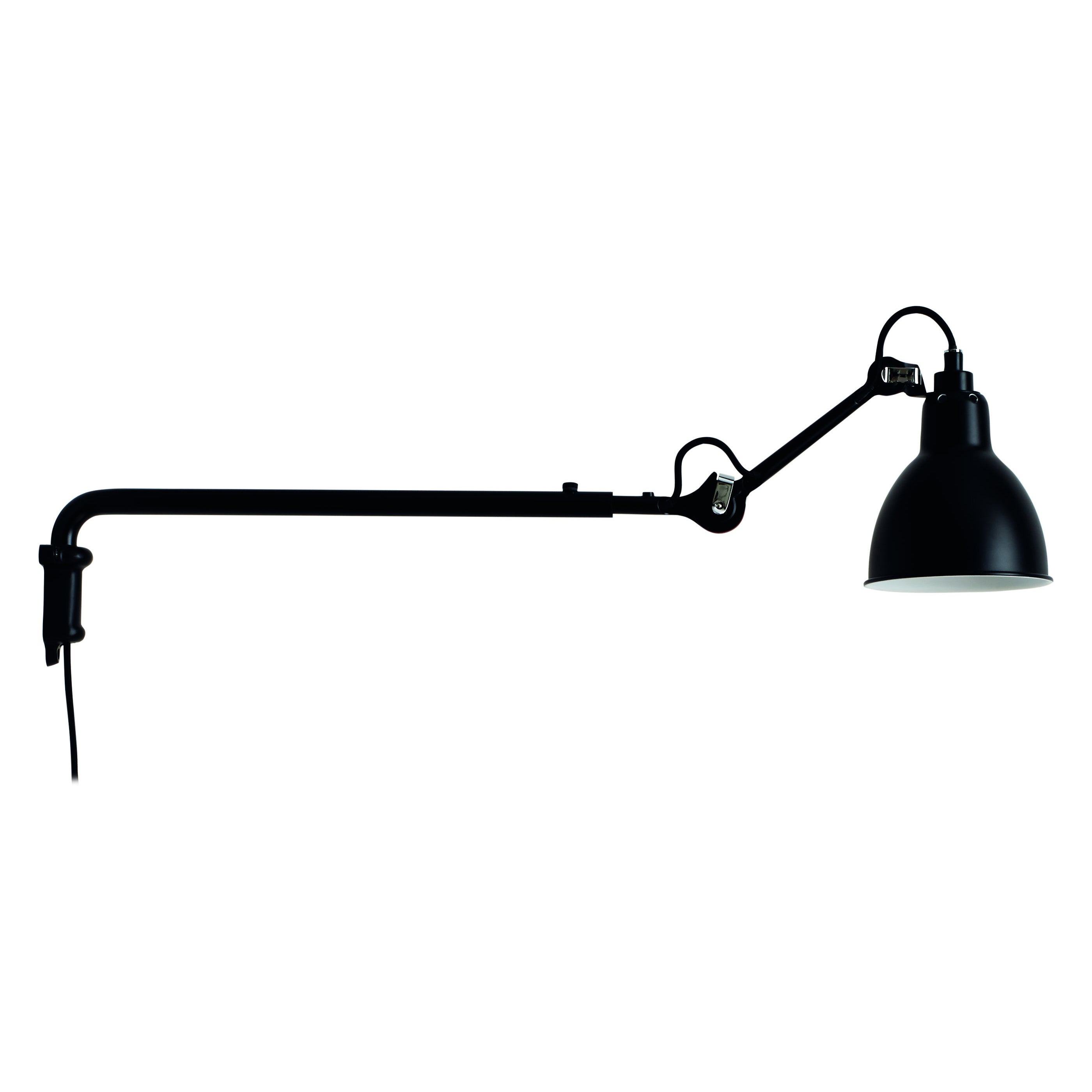 DCW Editions La Lampe Gras N°203 Wall Lamp in Black Steel Arm and Black Shade For Sale