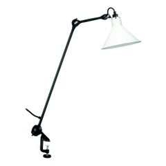 DCW Editions La Lampe Gras N°201 Konische Tischlampe mit schwarzem Arm und weißem Schirm