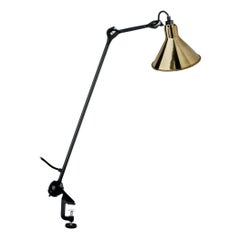 DCW Editions La Lampe Gras N°201 Lampe à poser conique avec bras noir et abat-jour en laiton