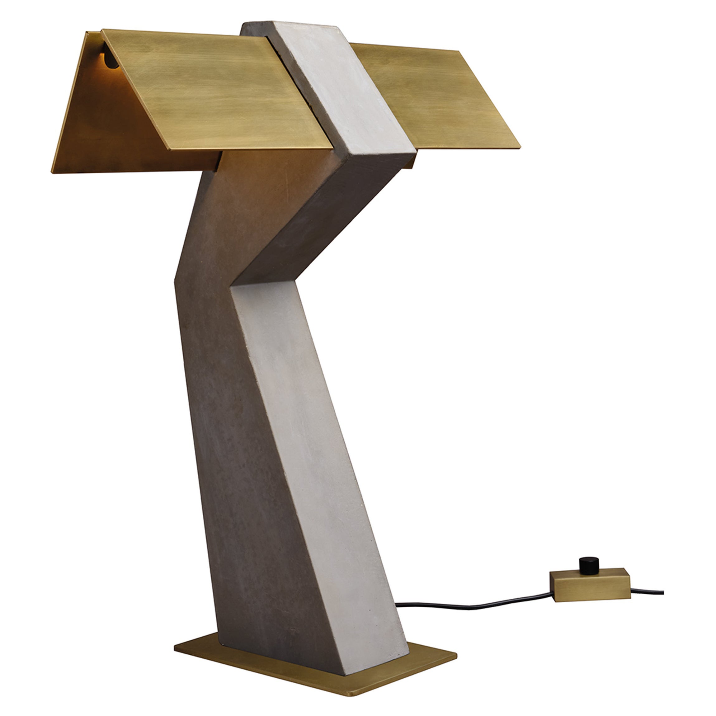 DCW Editions Lampe de table Tau en béton doré et acier par Clément Cauvet en vente