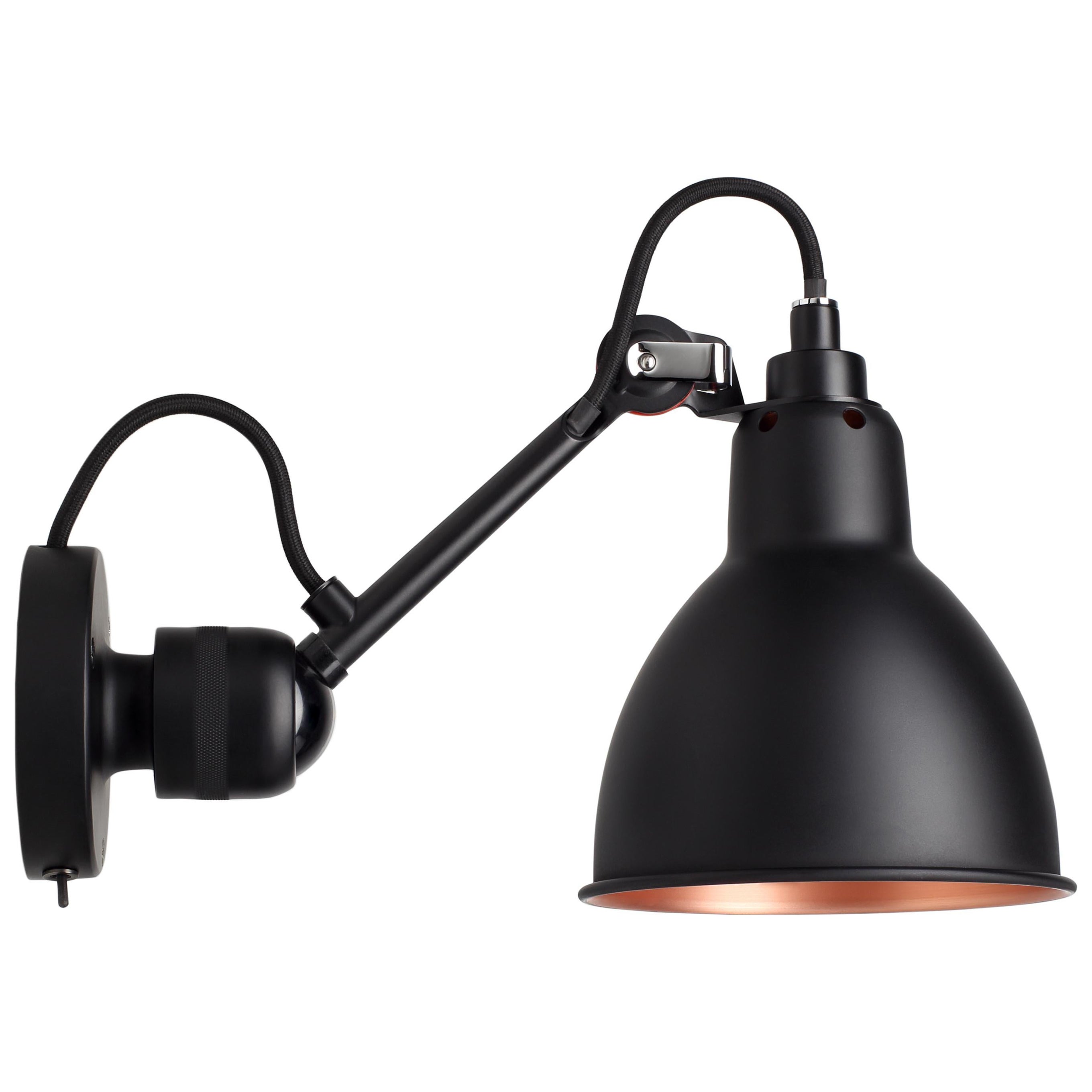 DCW Editions La Lampe Gras N°304 SW Wall Lamp in Black Arm & Black Copper Shade For Sale