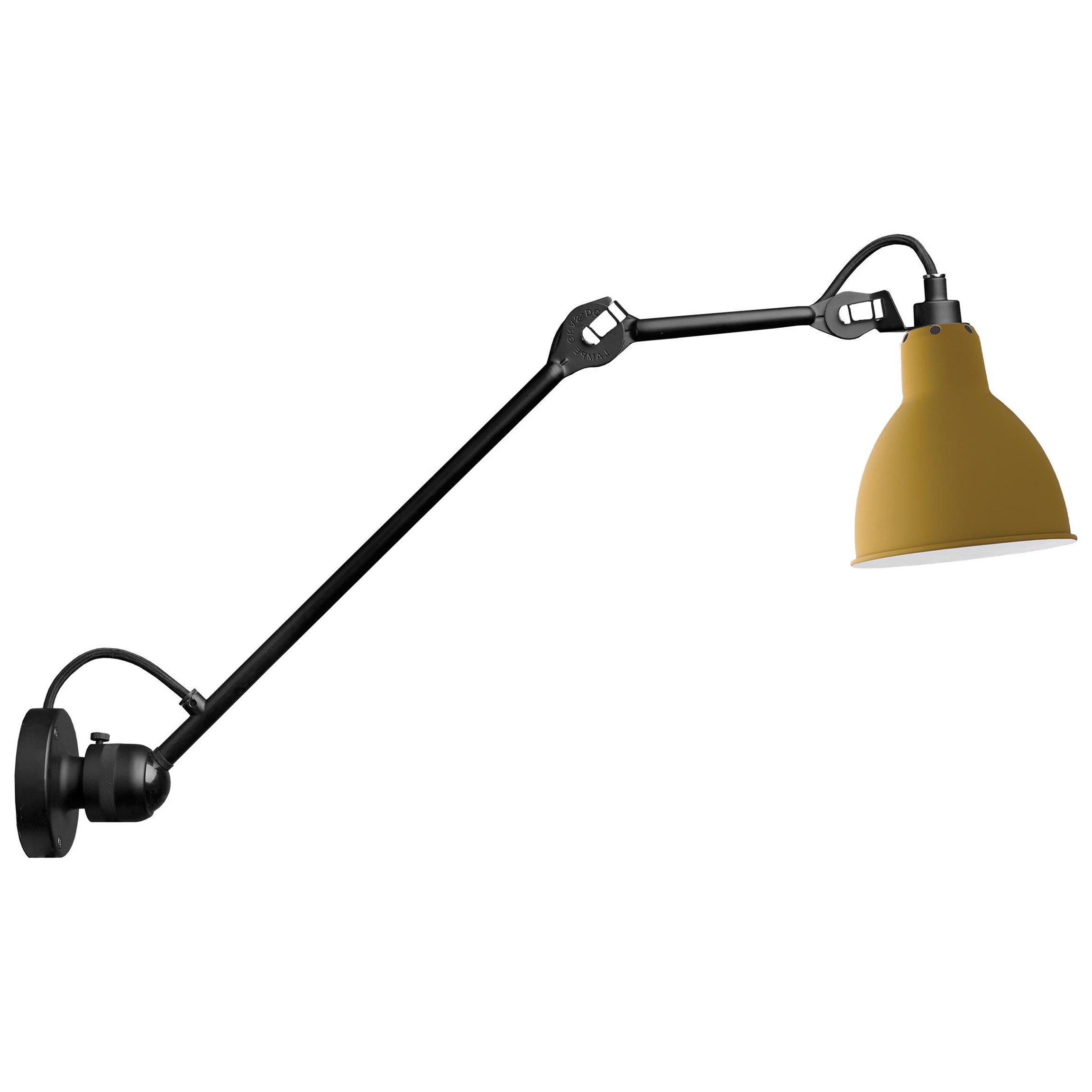 DCW Editions La Lampe Gras N°304 L40 Wall Lamp in Black Arm and Yellow Shade For Sale