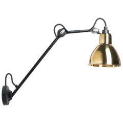 DCW Editions La Lampe Gras N°122 Wall Lamp in Black Arm and Brass Shade