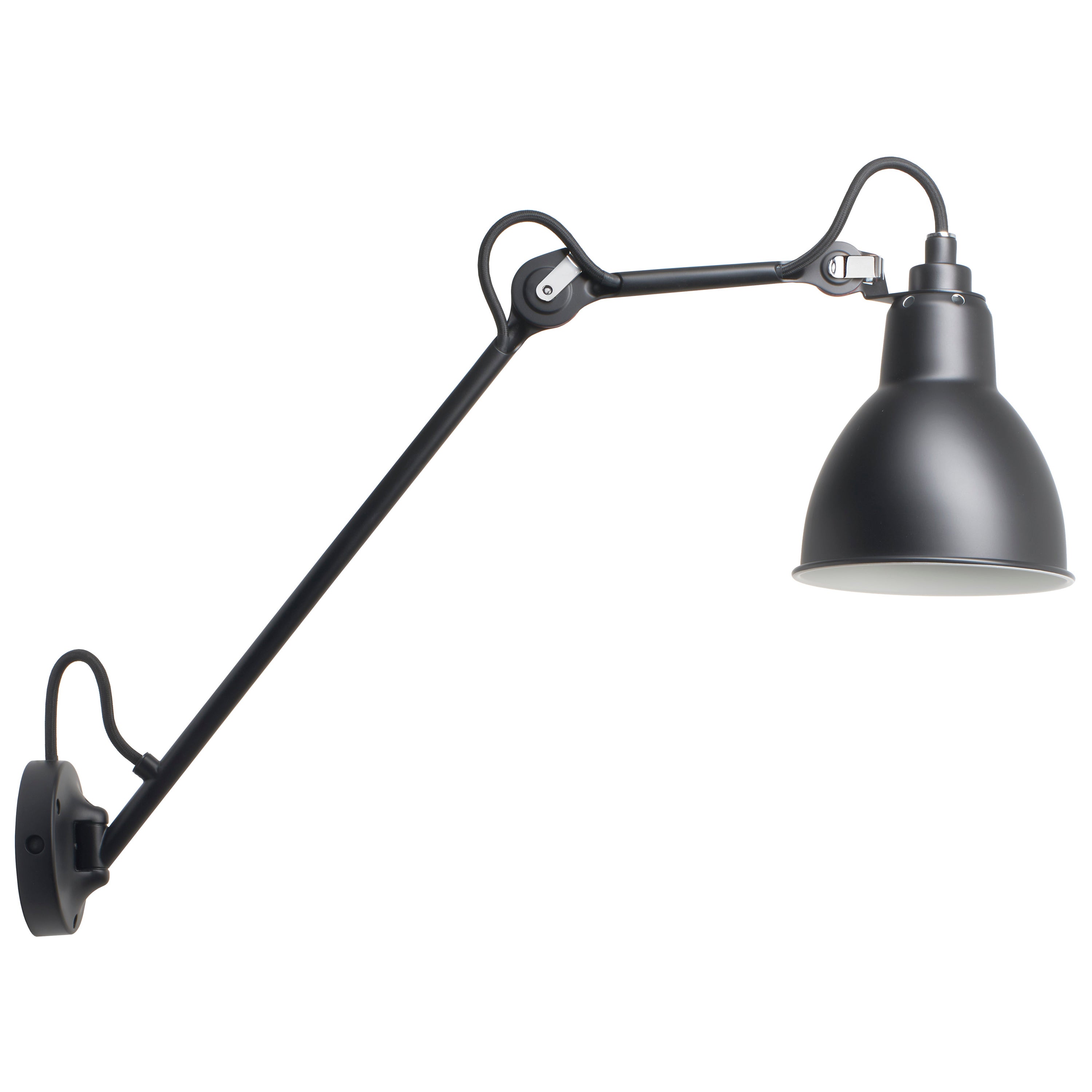 DCW Editions La Lampe Gras N°122 Wall Lamp in Black Arm and Black Shade For Sale