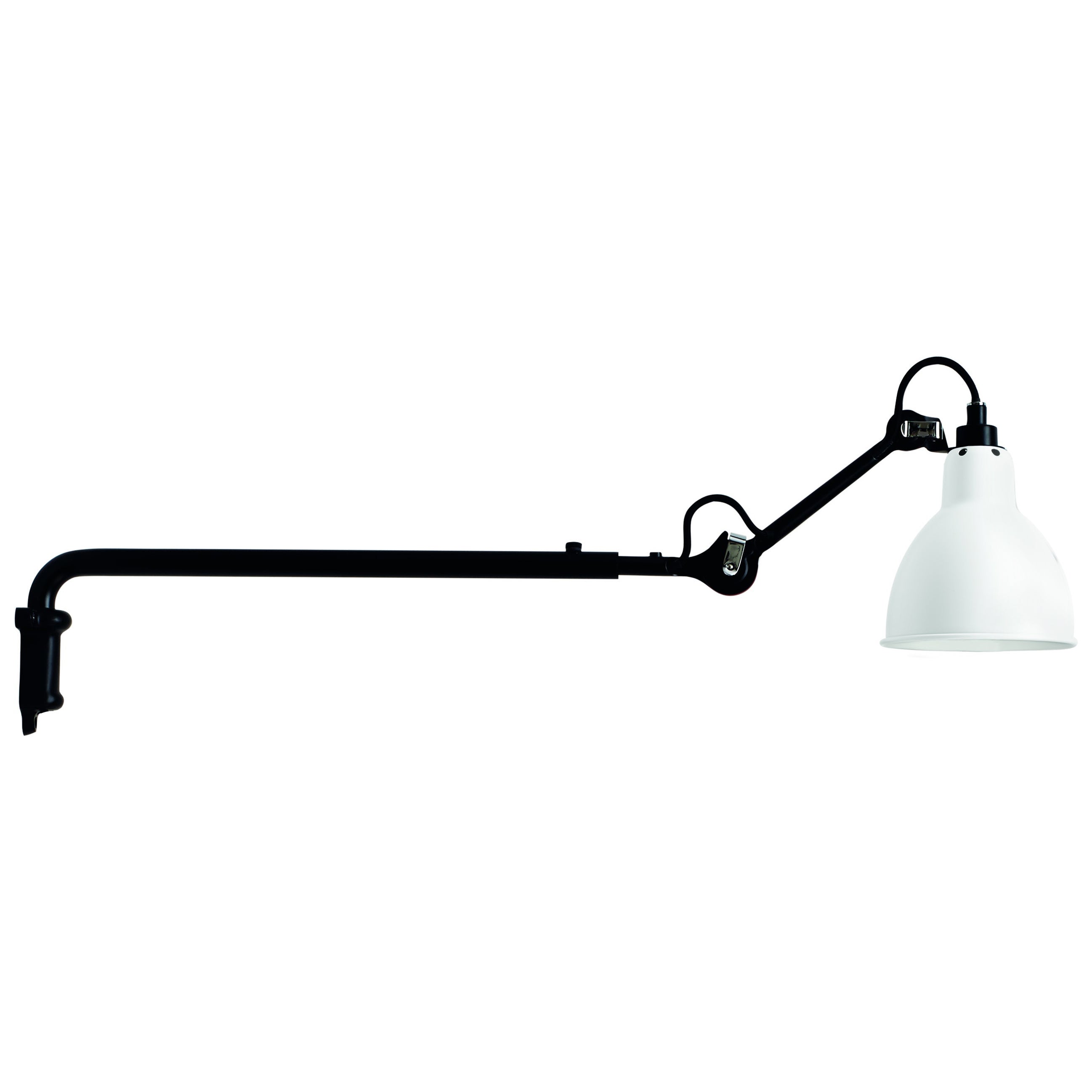 DCW Editions La Lampe Gras N°203 Wall Lamp in Black Steel Arm and White Shade For Sale