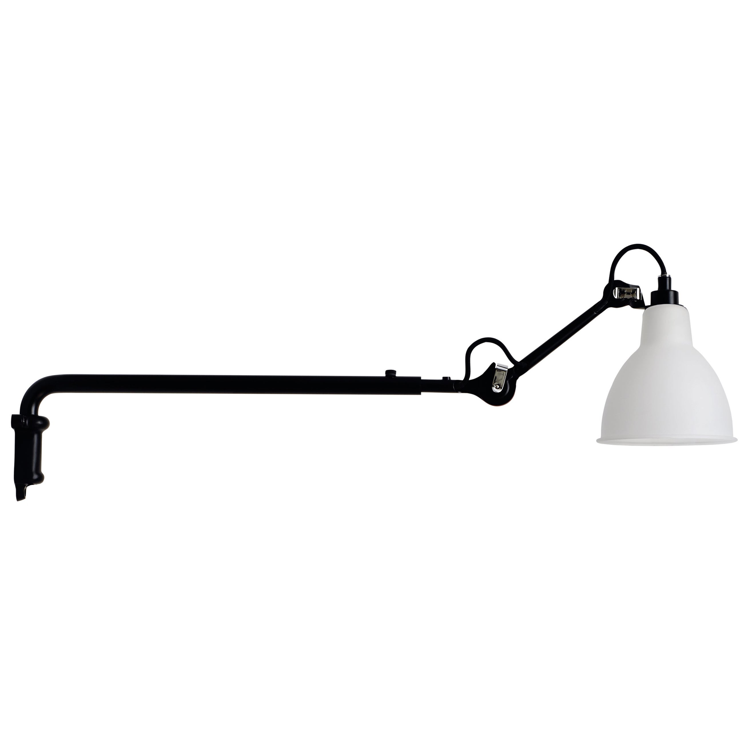 DCW Editions La Lampe Gras N°203 Wall Lamp in Black Arm & Frosted Glass Shade