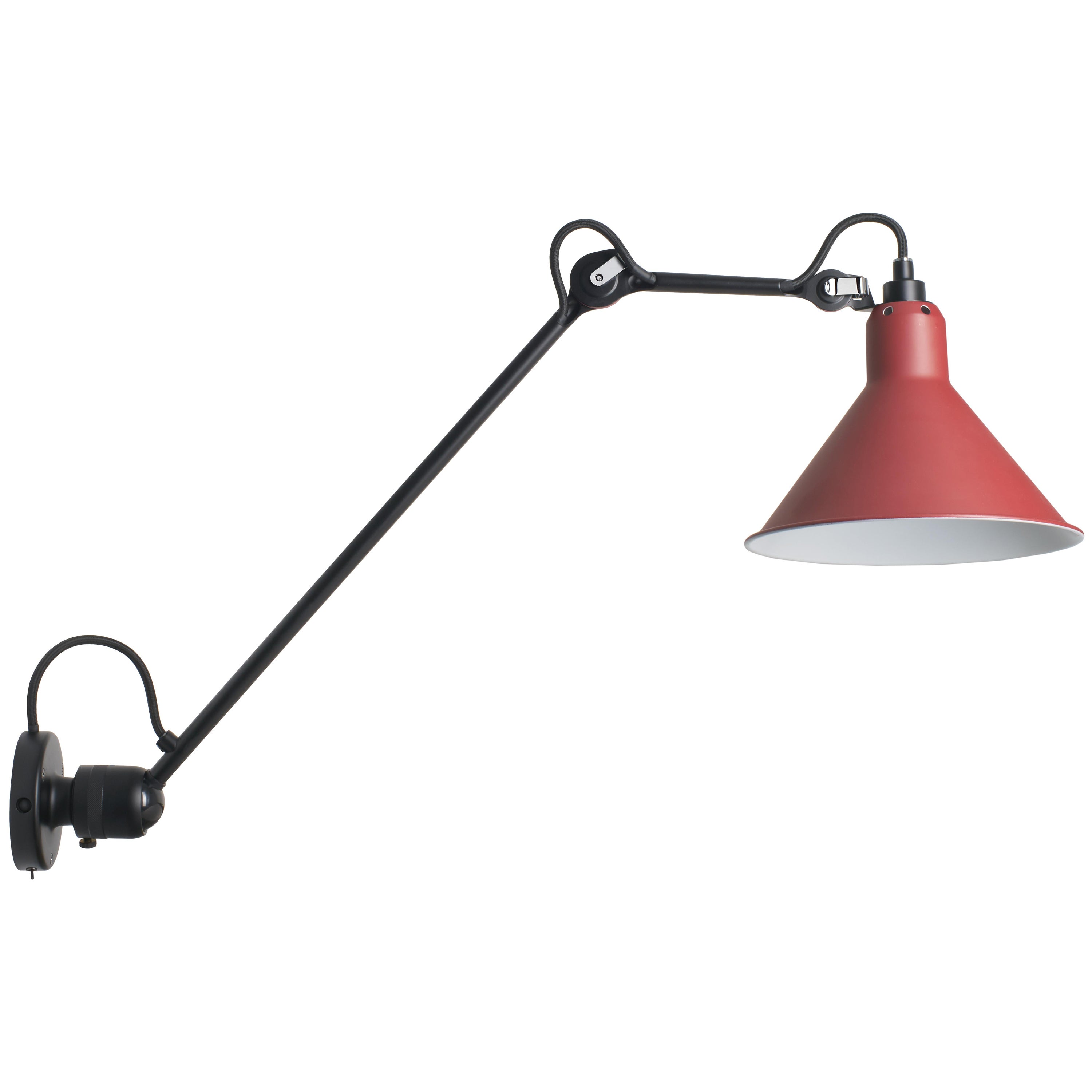 DCW Editions La Lampe Gras N°304 L40 SW Conic Wall Lamp in Red Shade For Sale