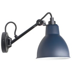 DCW Editions La Lampe Gras N°104 Wall Lamp in Black Arm and Blue Shade