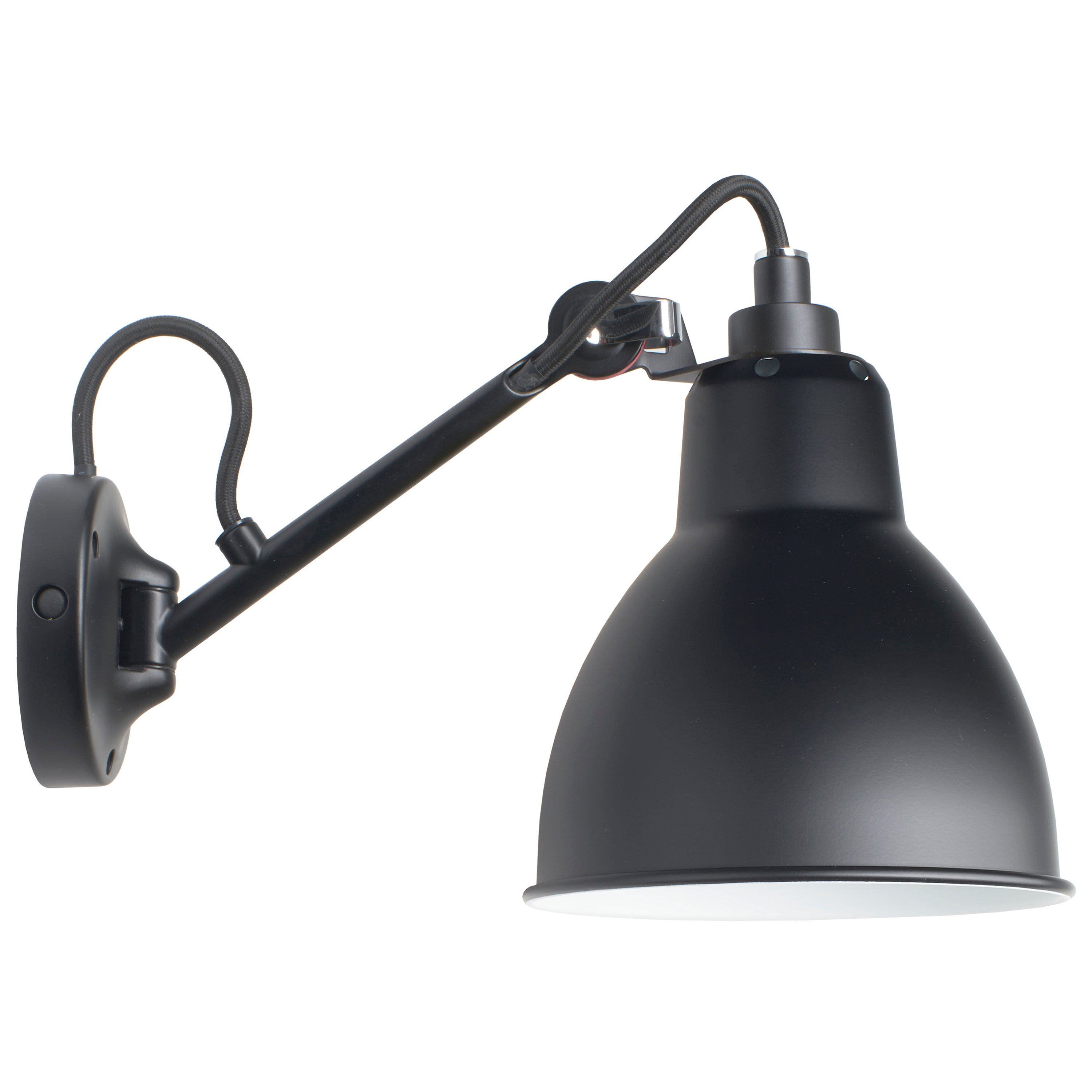 DCW Editions La Lampe Gras N°104 Wandleuchte mit schwarzem Arm und schwarzem Lampenschirm im Angebot