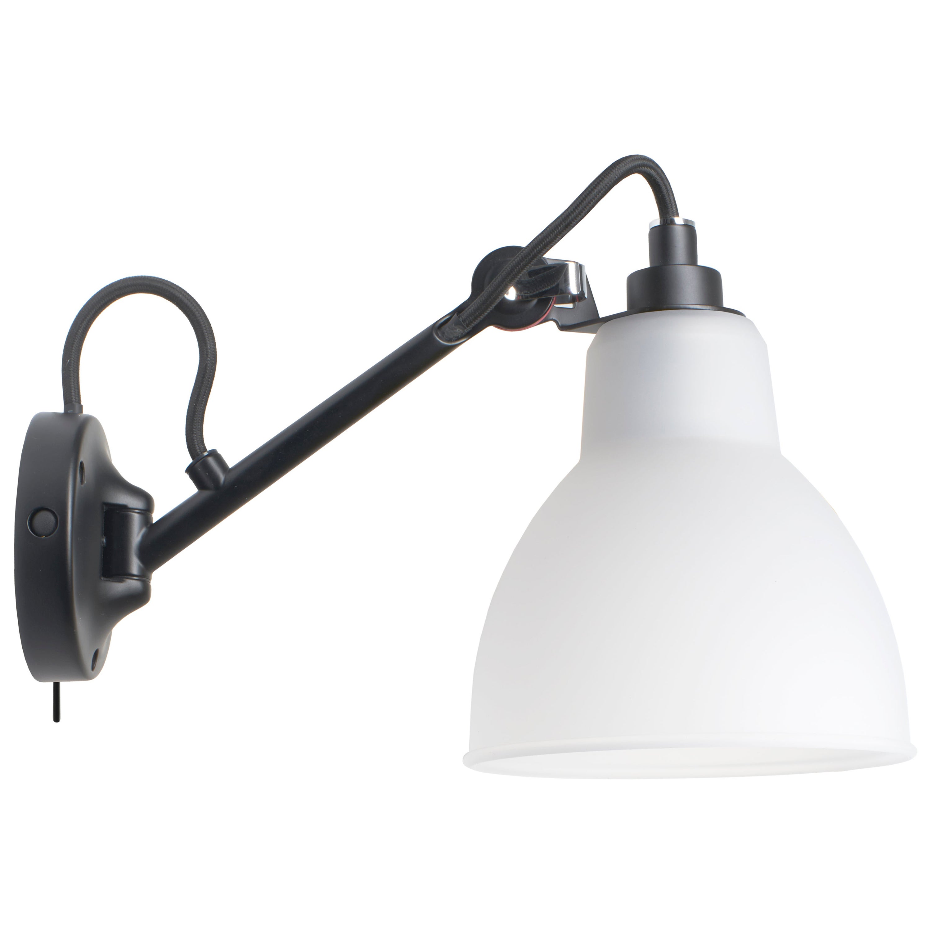 DCW Editions La Lampe Gras N°104 SW Wall Lamp in Black Arm & Polycarbonate Shade For Sale