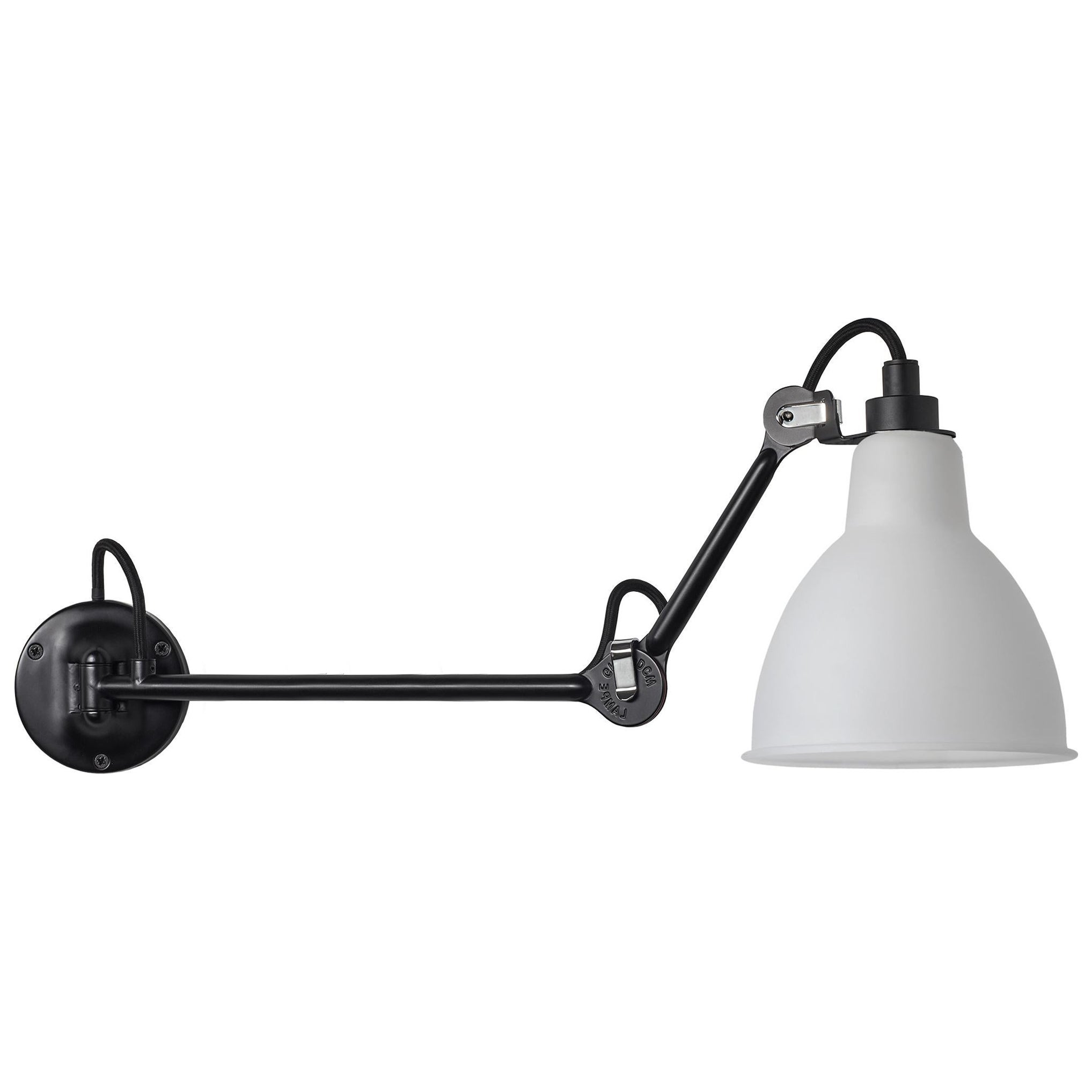 DCW Editions La Lampe Gras N°204 L40 Wall Lamp in Black Arm &Polycarbonate Shade