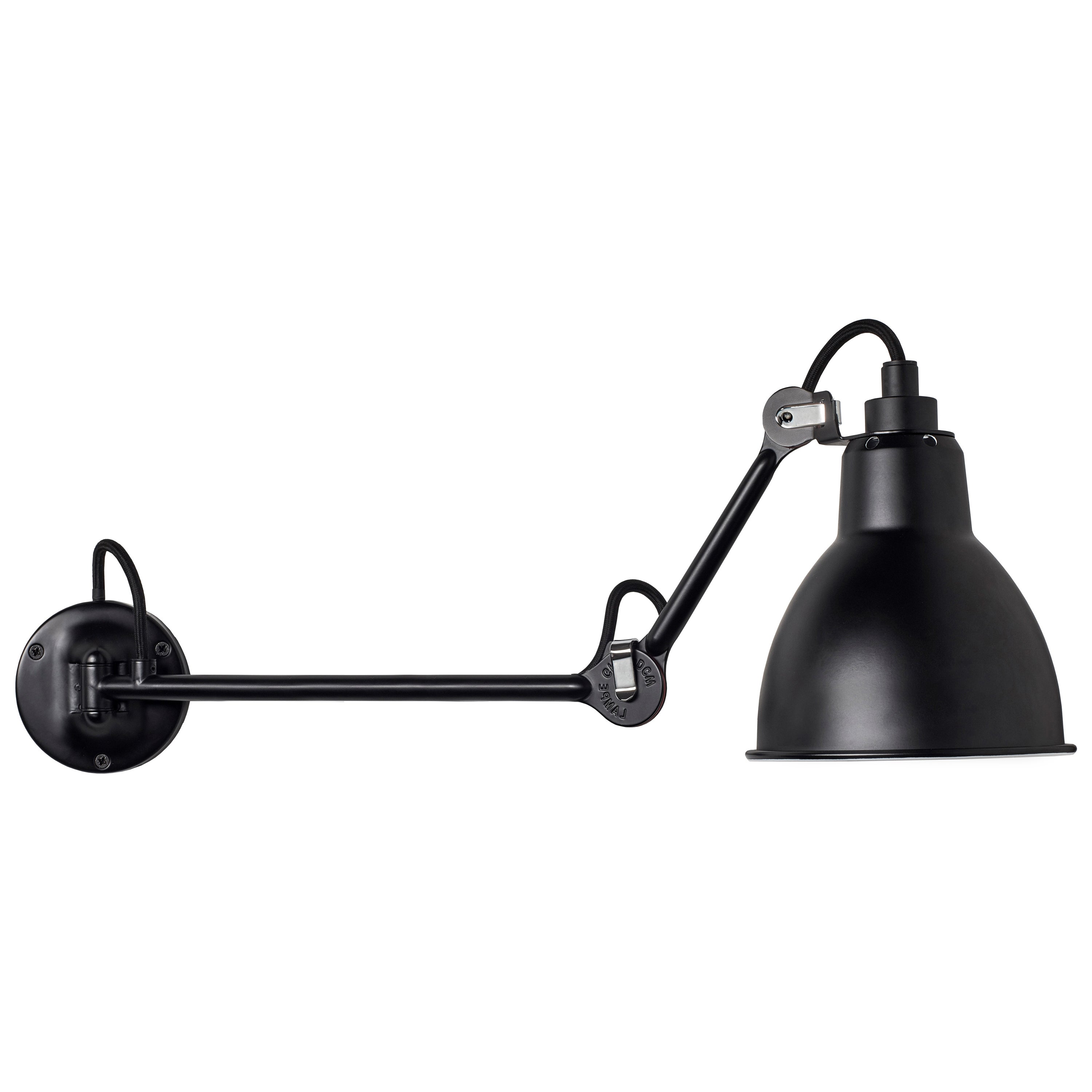 DCW Editions La Lampe Gras N°204 L40 Wall Lamp in Black Steel Arm & Black Shade For Sale