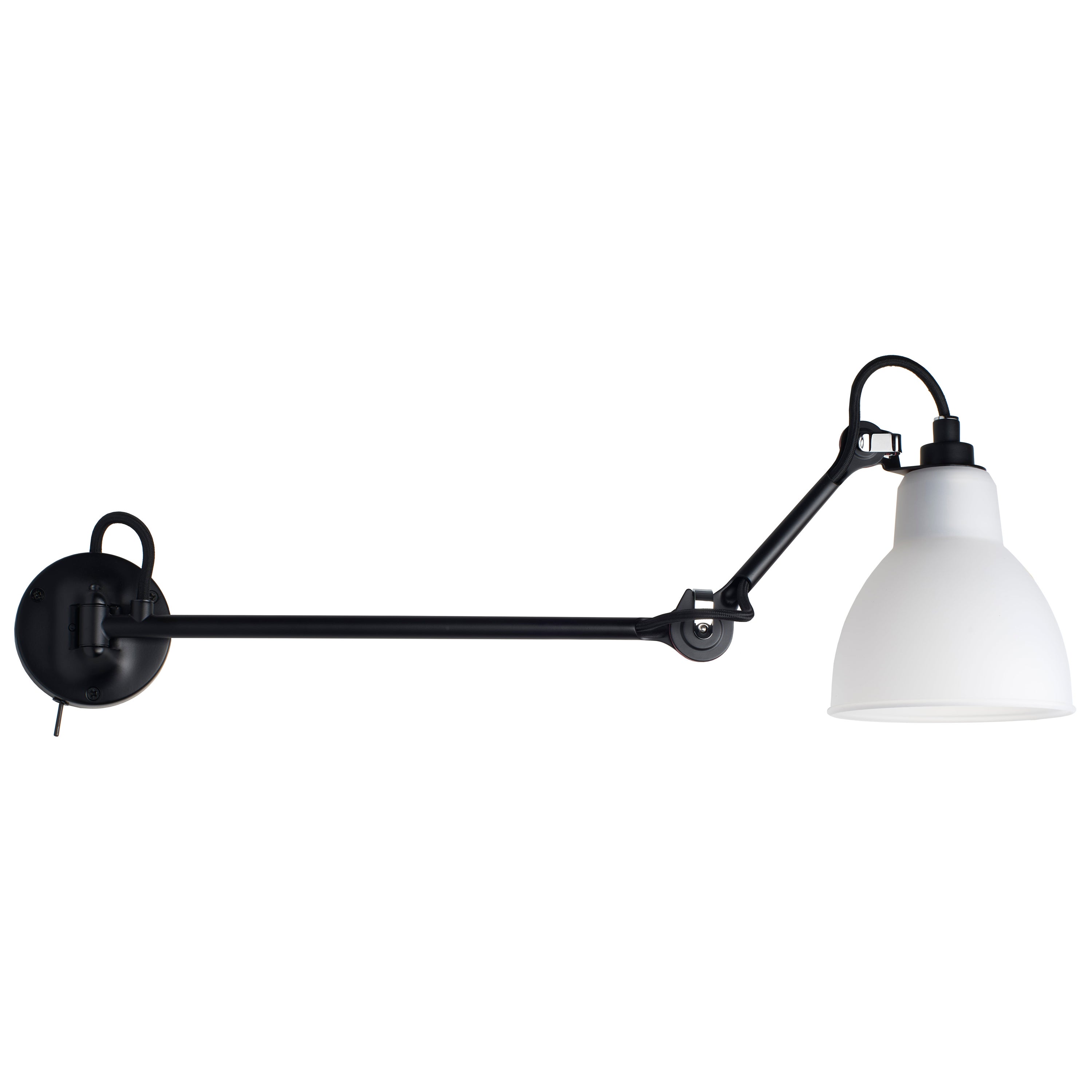 DCW Editions La Lampe Gras N°204 L40 SW Wall Lamp in Black & Polycarbonate Shade For Sale