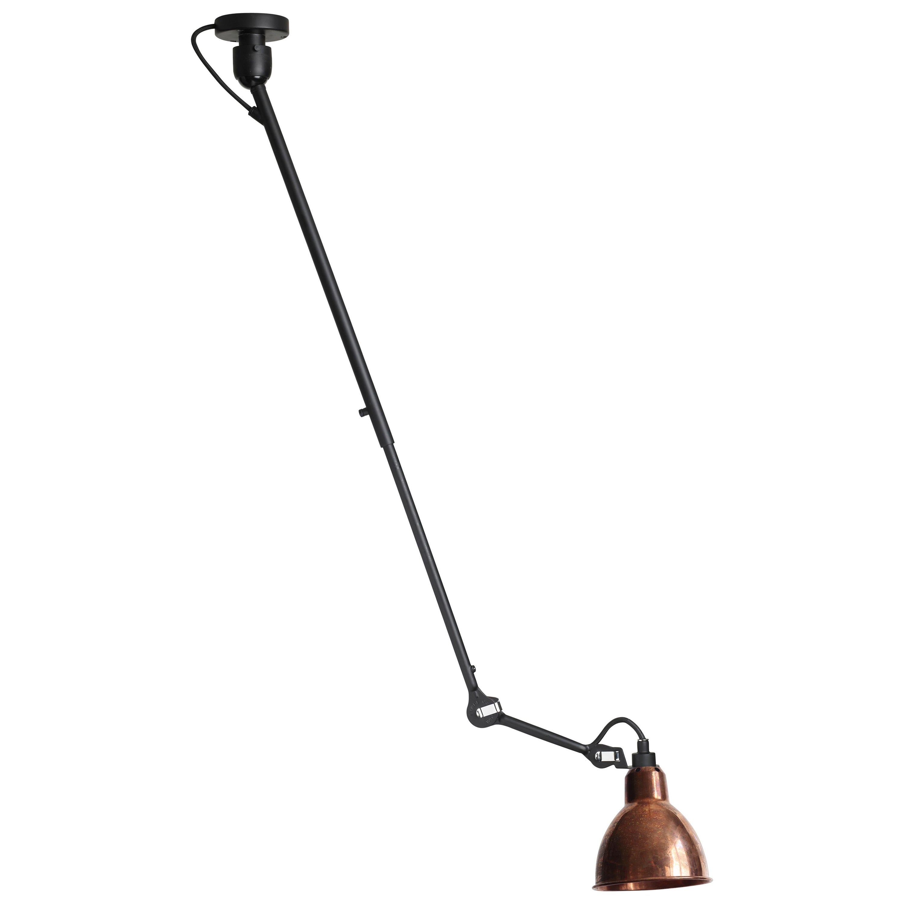 DCW Editions La Lampe Gras N°302 Pendant Light in Black Arm and Raw Copper Shade For Sale