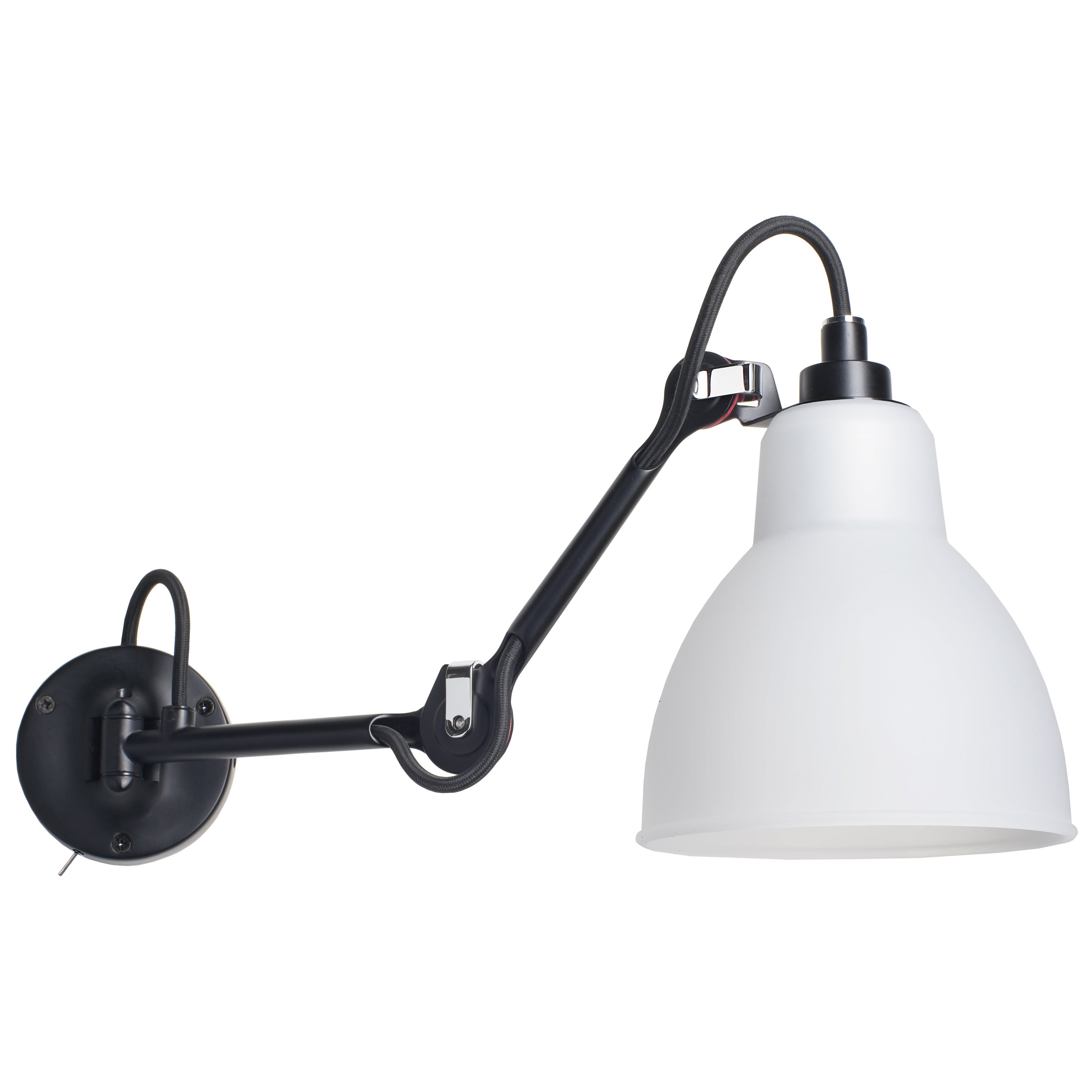 DCW Editions La Lampe Gras N°204 SW Wall Lamp in Black Arm & Polycarbonate Shade For Sale