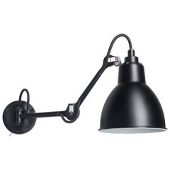 DCW Editions La Lampe Gras N°204 SW Wall Lamp in Black Steel Arm and Black Shade