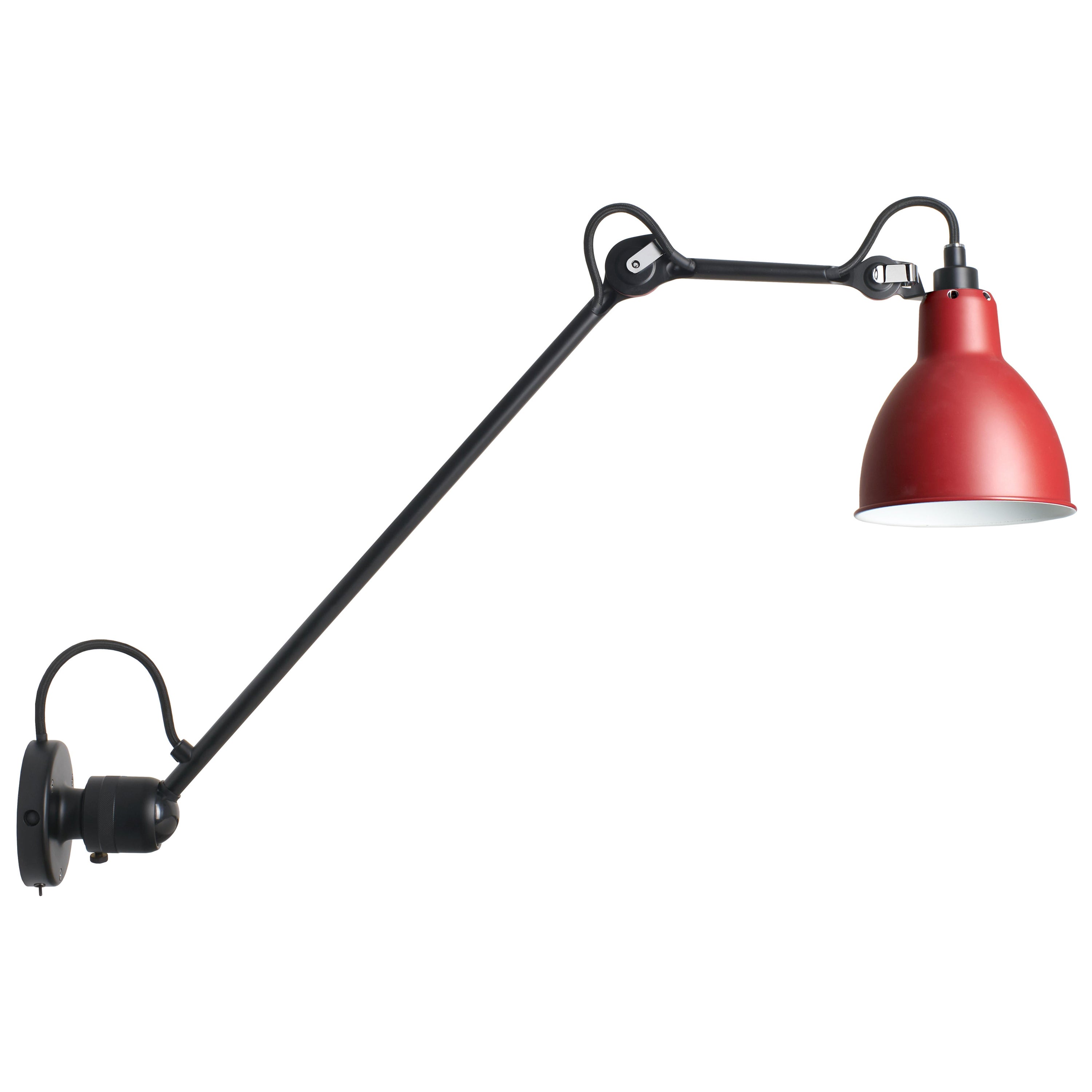 DCW Editions La Lampe Gras N°304 L40 SW Runde Wandlampe mit rotem Schirm