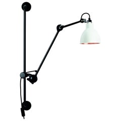 DCW Editions La Lampe Gras N°210 Wall Lamp in Black Arm and White Copper Shade
