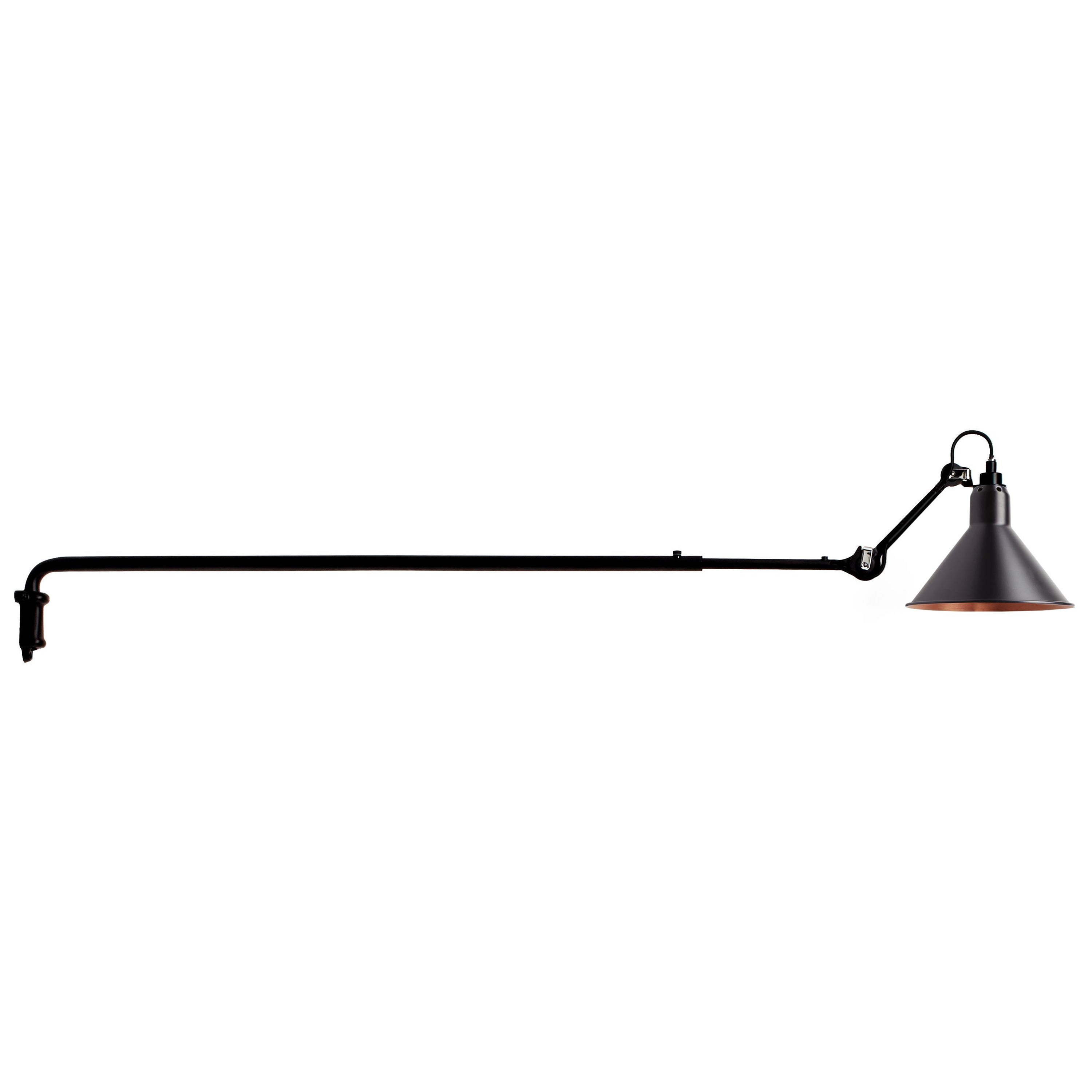 DCW Editions La Lampe Gras N°213 Wall Lamp in Black Arm and Black Copper Shade For Sale