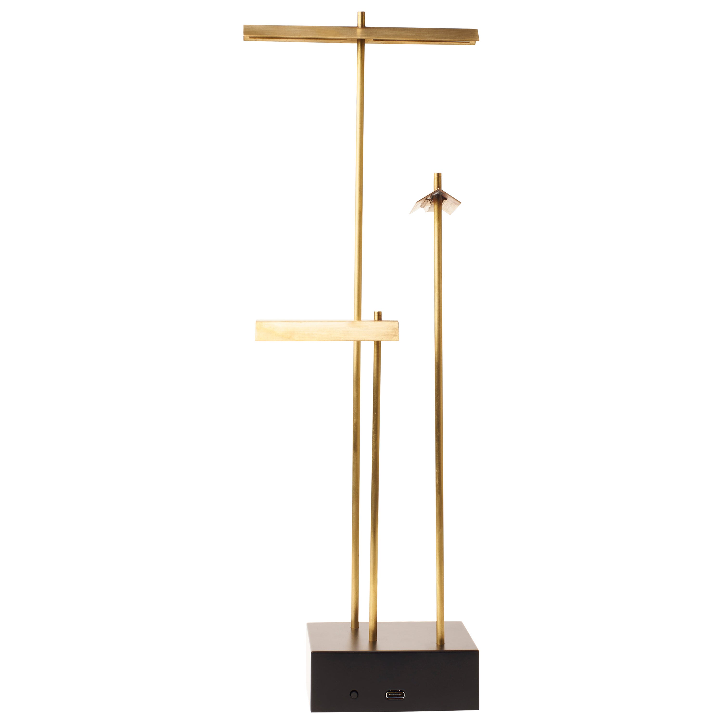 DCW Editions Knokke Cordless Table Lamp in Steel and Natural Brushed Brass For Sale