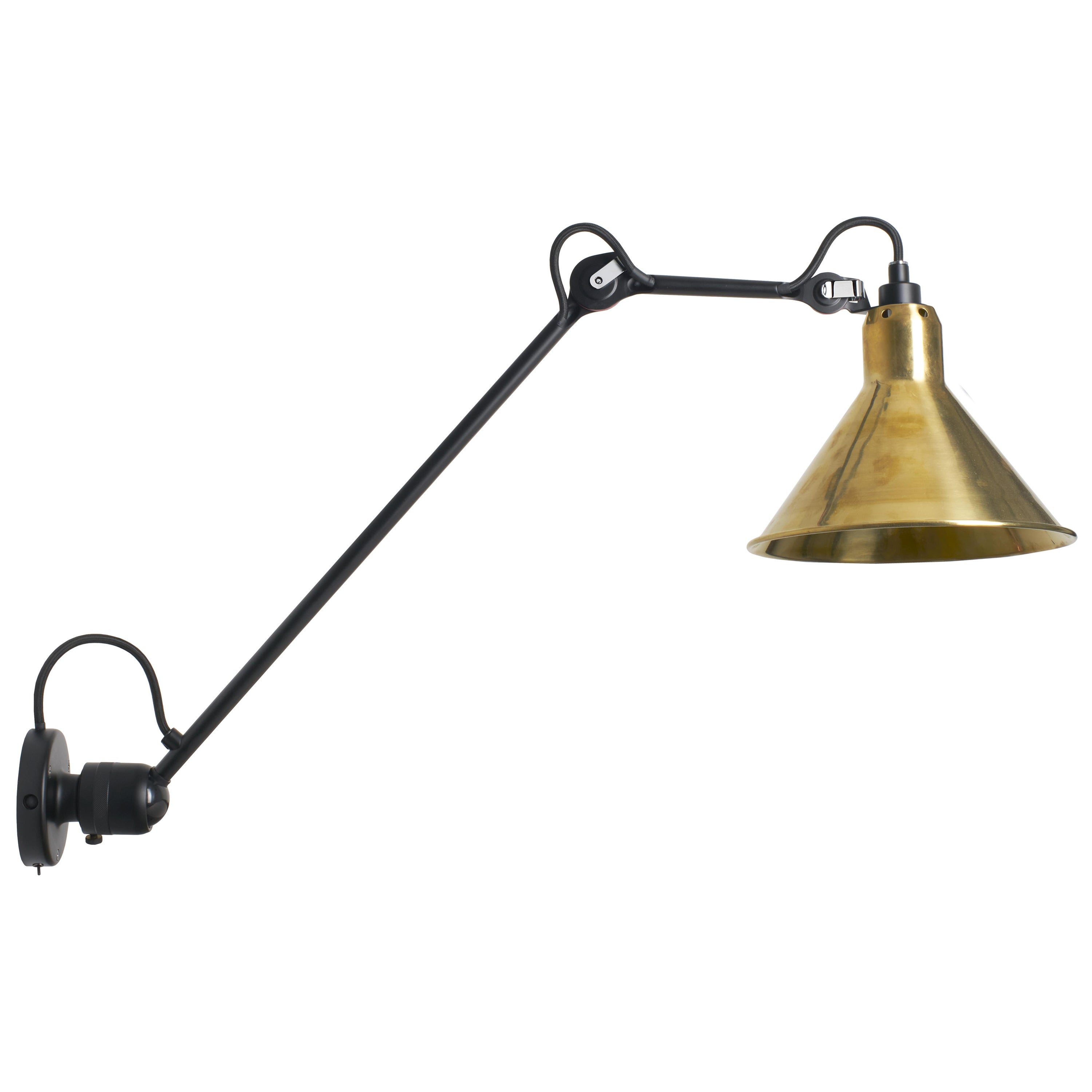 DCW Editions La Lampe Gras N°304 L40 SW Conic Wall Lamp in Brass Shade For Sale