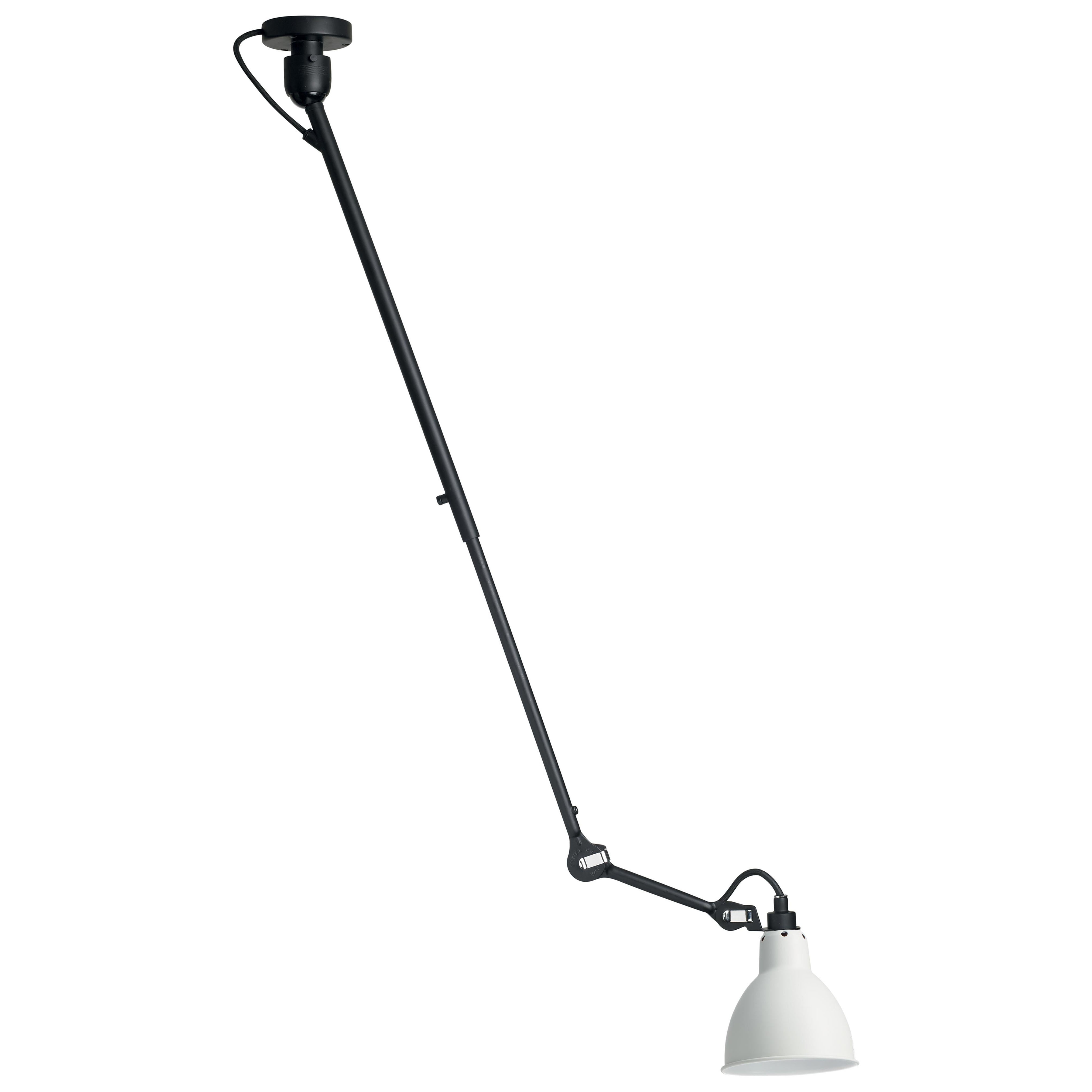 DCW Editions La Lampe Gras N°302 Pendant Light in Black Arm and White Shade For Sale