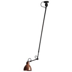 DCW Editions La Lampe Gras N°302 L Pendant Light in Black Arm & Raw Copper Shade