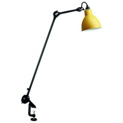DCW Editions La Lampe Gras N°201 Round Table Lamp in Black Arm and Yellow Shade