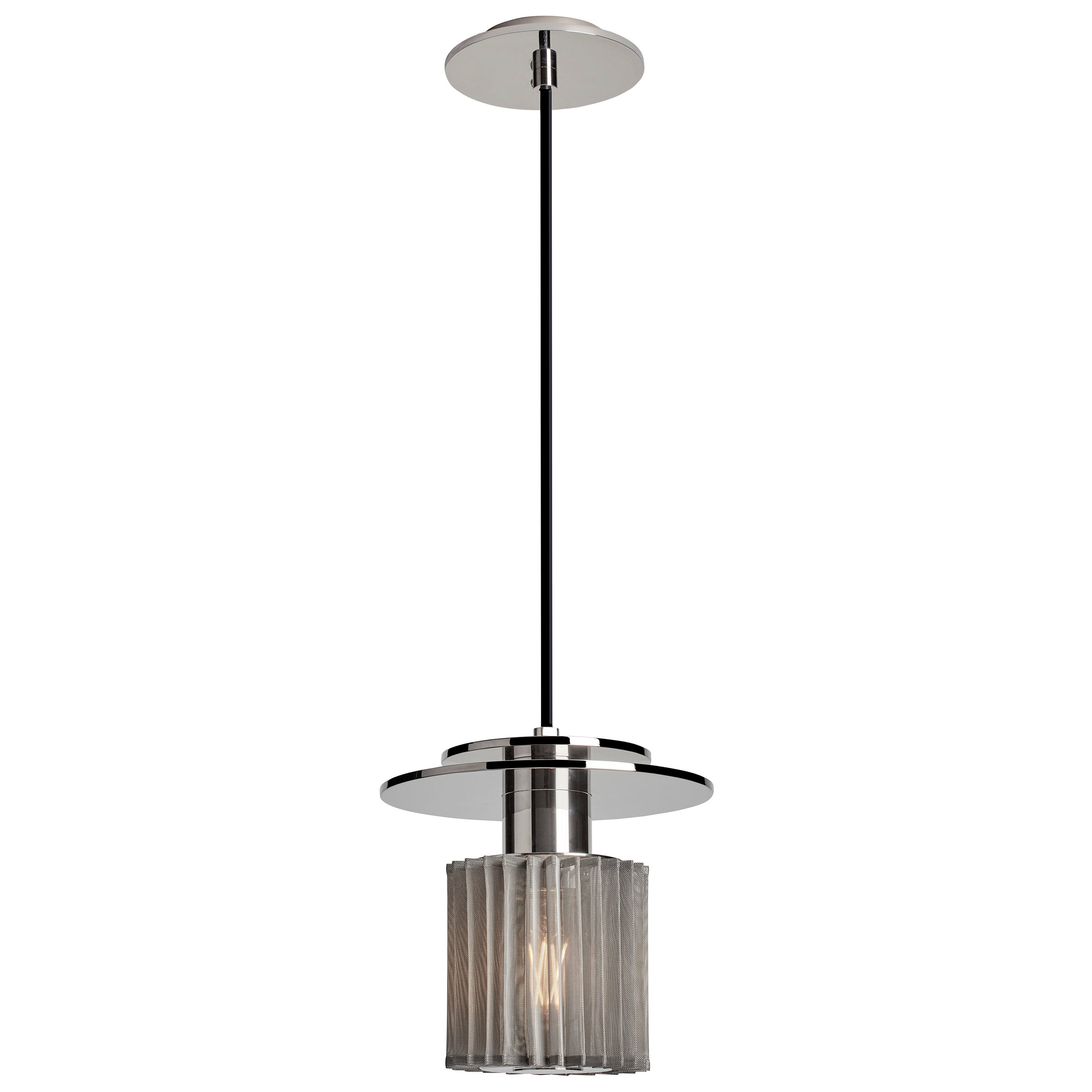 DCW Editions Small In The Sun Pendant Lamp in Silver Steel Body with Silver Mesh For Sale