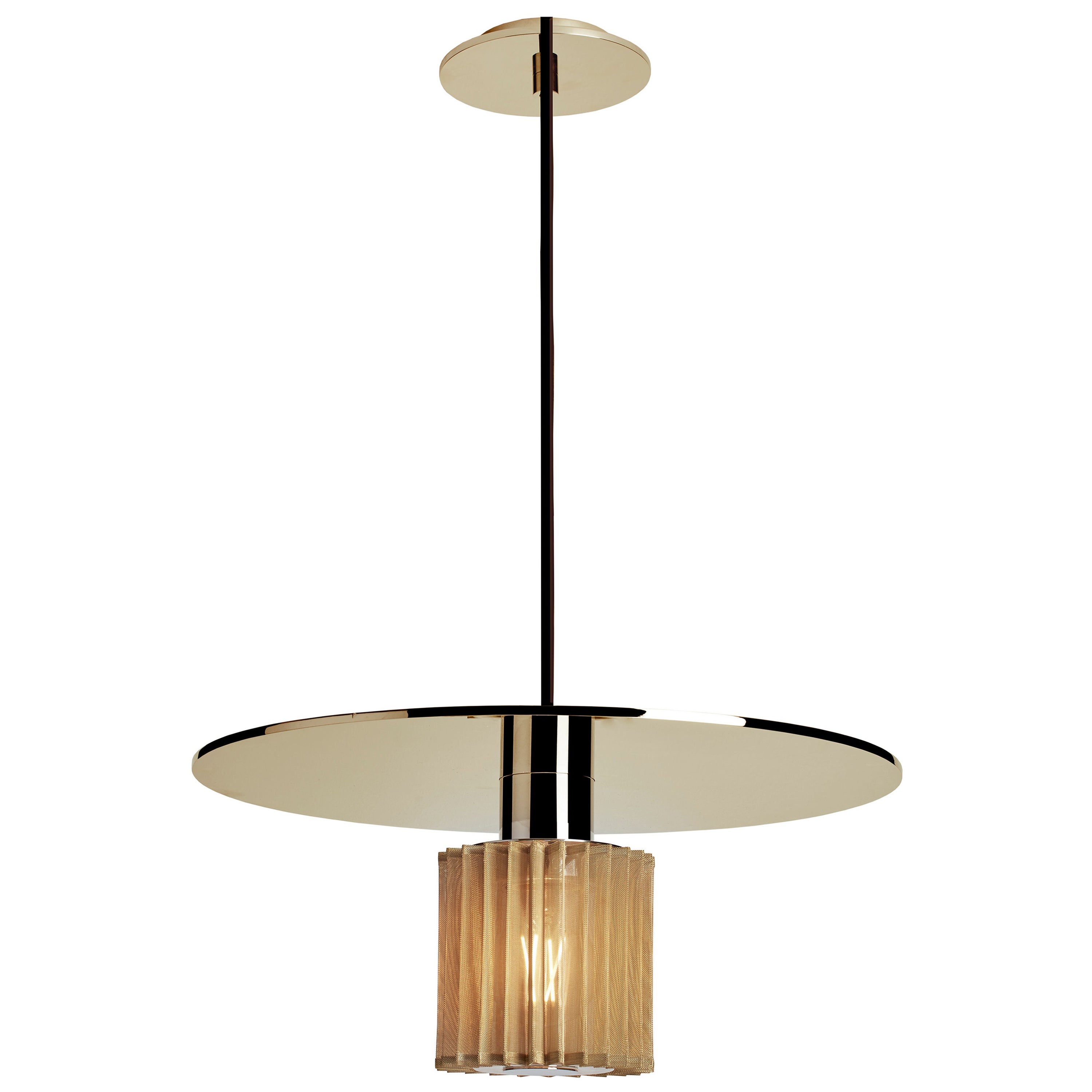 DCW Editions Large In The Sun Pendant Lamp in Gold Steel Body with Gold Mesh For Sale