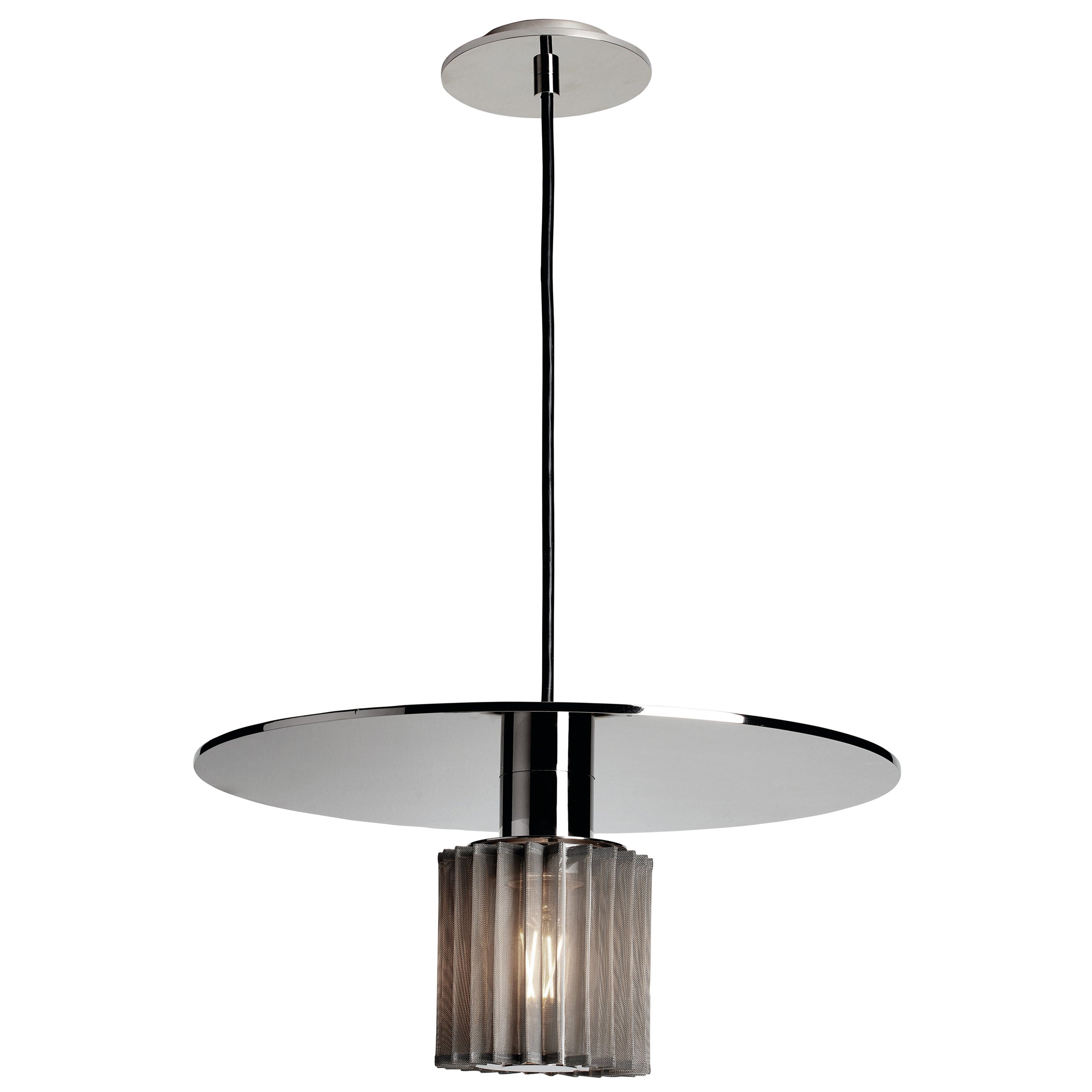 DCW Editions Large In The Sun Pendant Lamp in Silver Steel Body with Silver Mesh For Sale