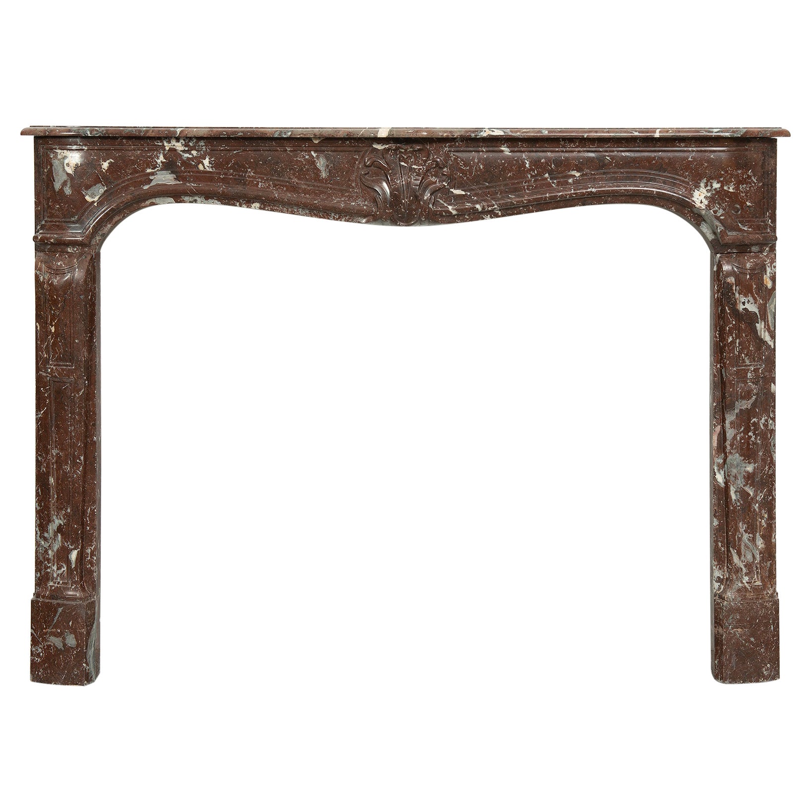 Louis XV Fireplace Mantel in Red Marble For Sale
