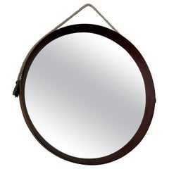 Mid century modern, Italian round mirror in teak 1960 