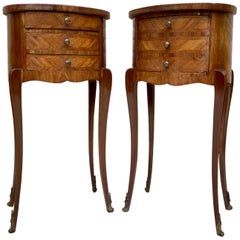 Louis XVI Style Inlaid Walnut Nightstands, France, 1920s, Set Of 2