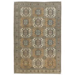 6.3x9.5 Ft Mid-Century Turkish Kysari Area Rug, Handmade Wool Carpet