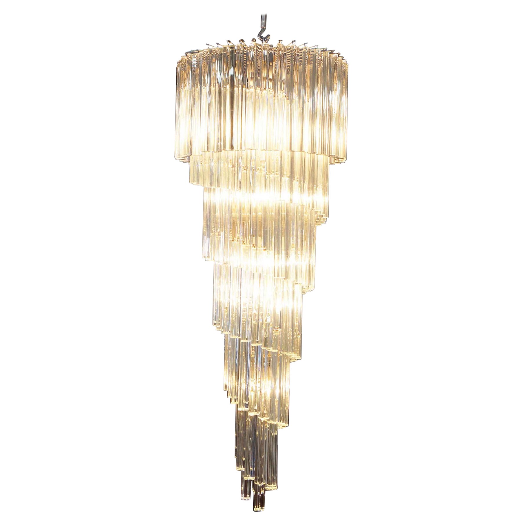 Vintage Spiral Murano Glass Chandelier by Venini For Sale