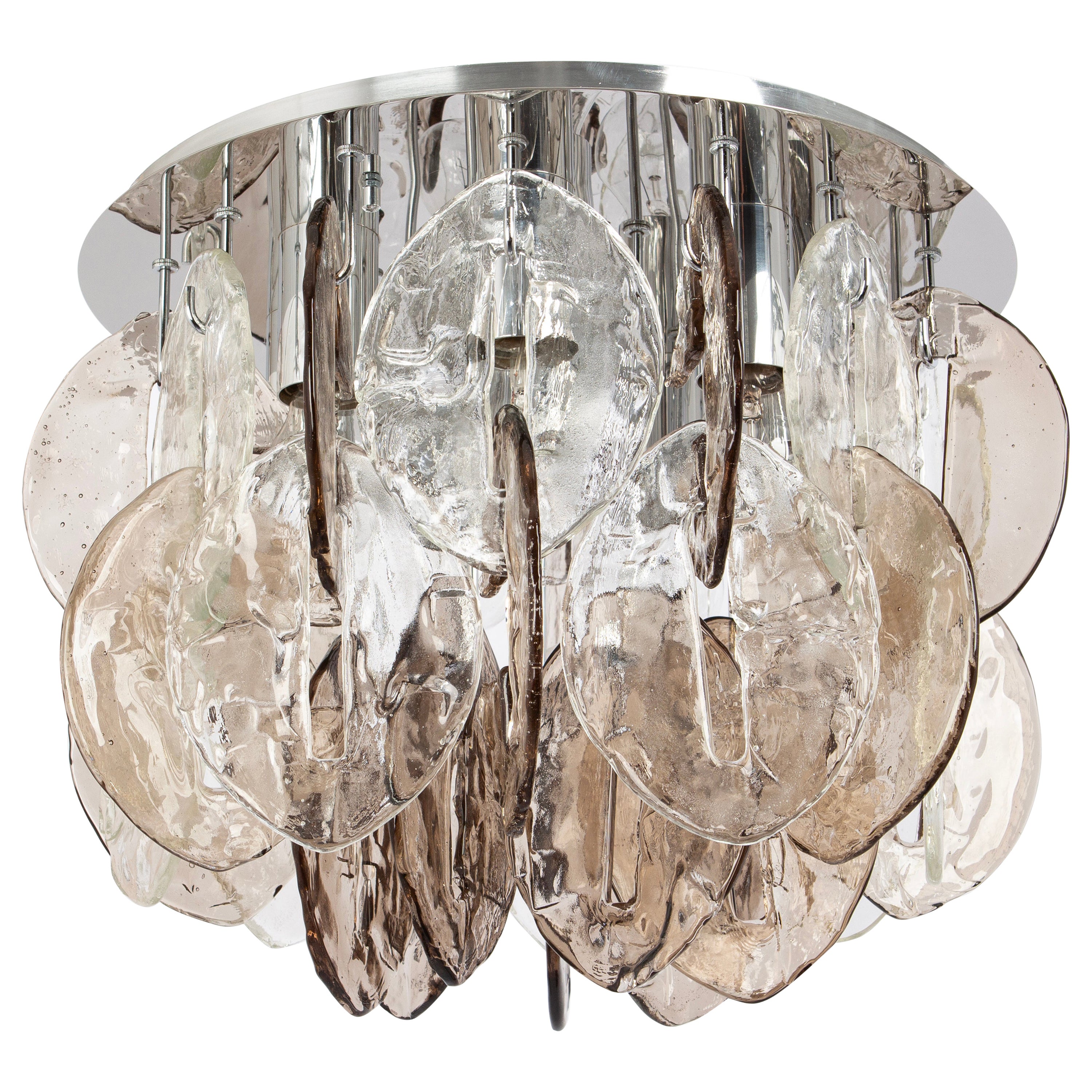 Stunning Murano Glass Flush mount light Designed by Carlo Nason, Kalmar, 1970s For Sale