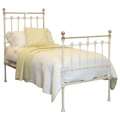 Traditional Single Victorian Brass and Iron Antique Bed in Cream MS71