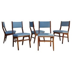 Gio Ponti (Attributed to) Set of Five Chairs in Wood and Leather by ISA Bergamo