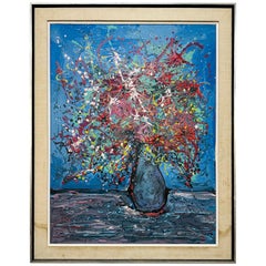 Modernes florales abstraktes expressionistisches Gemälde aus der Mitte des Jahrhunderts