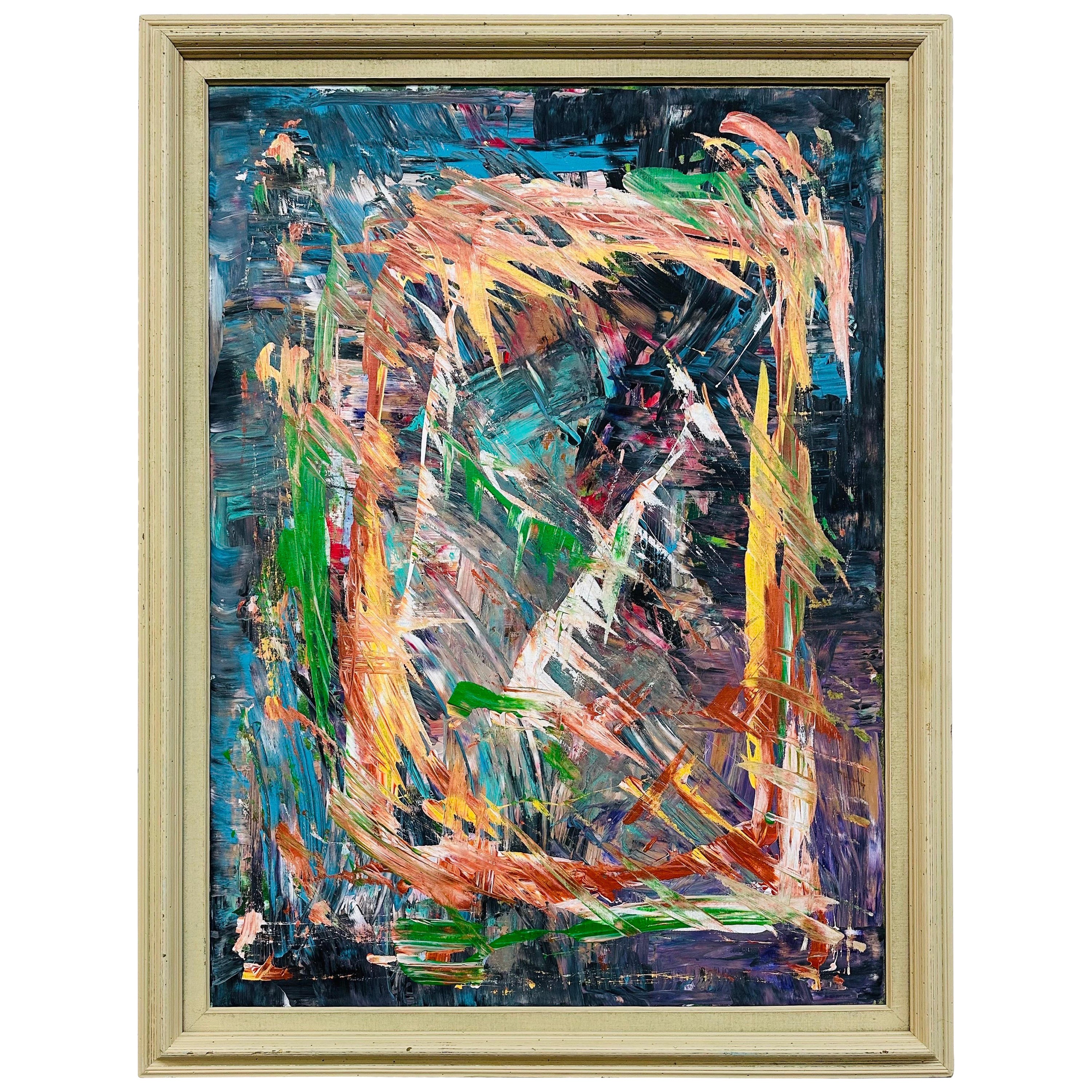 Modern Expressionist Abstract Painting Signed Mullin For Sale