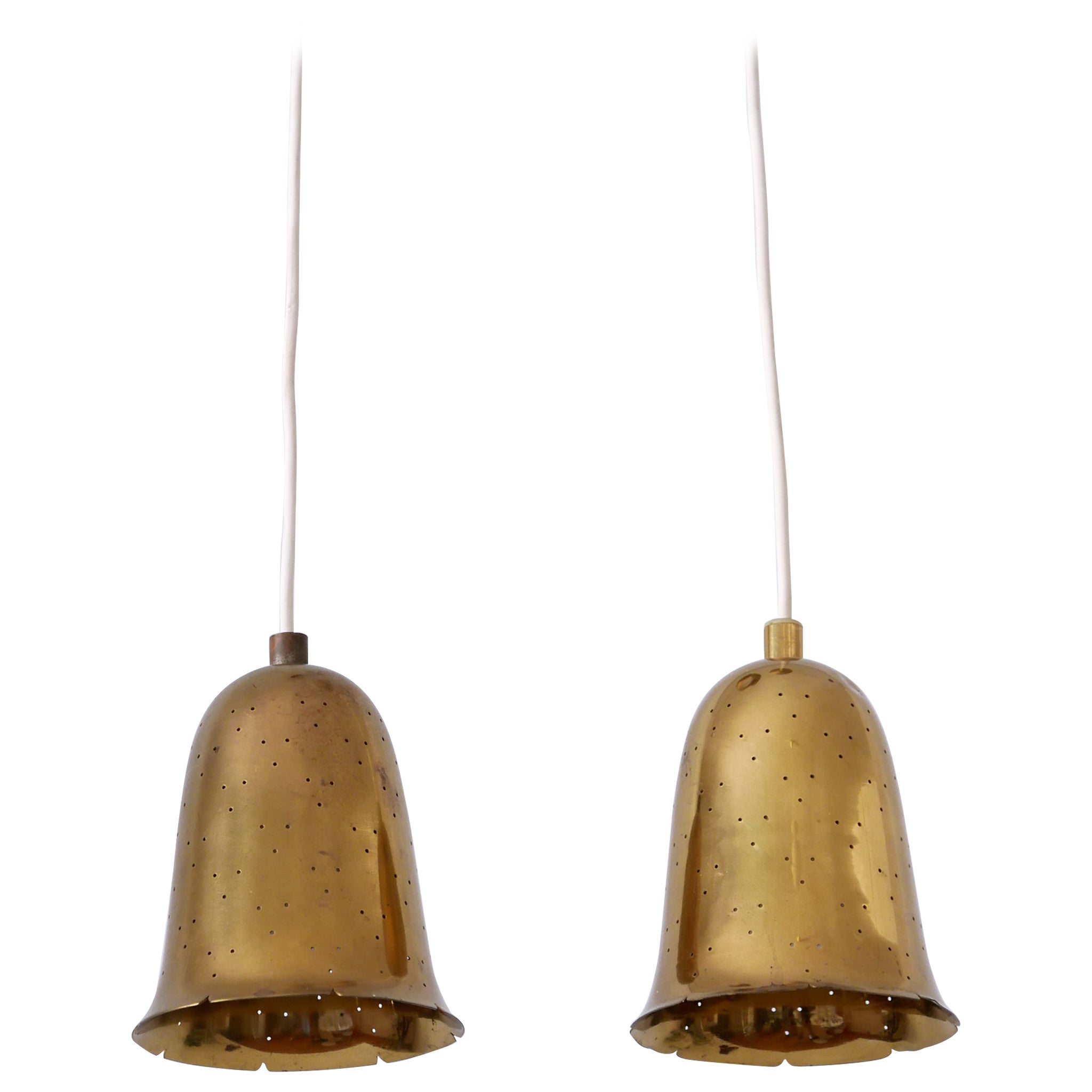 Set of Two Lovely Mid Century Modern Pendant Lamps by Boréns Borås Sweden 1950s